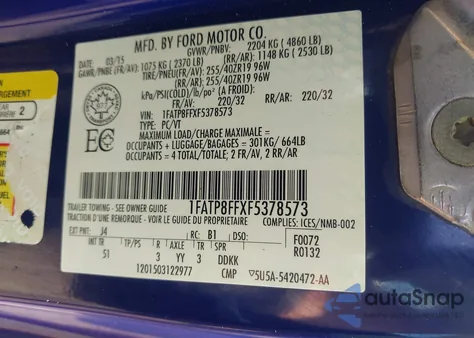 2015 Ford Mustang Gt Premium from USA, damaged, VIN 1FATP8FFXF5378573